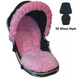 Seat Liner & Hood Trim to fit Silver Cross Wave Pushchairs - Baby Pink Faux Fur
